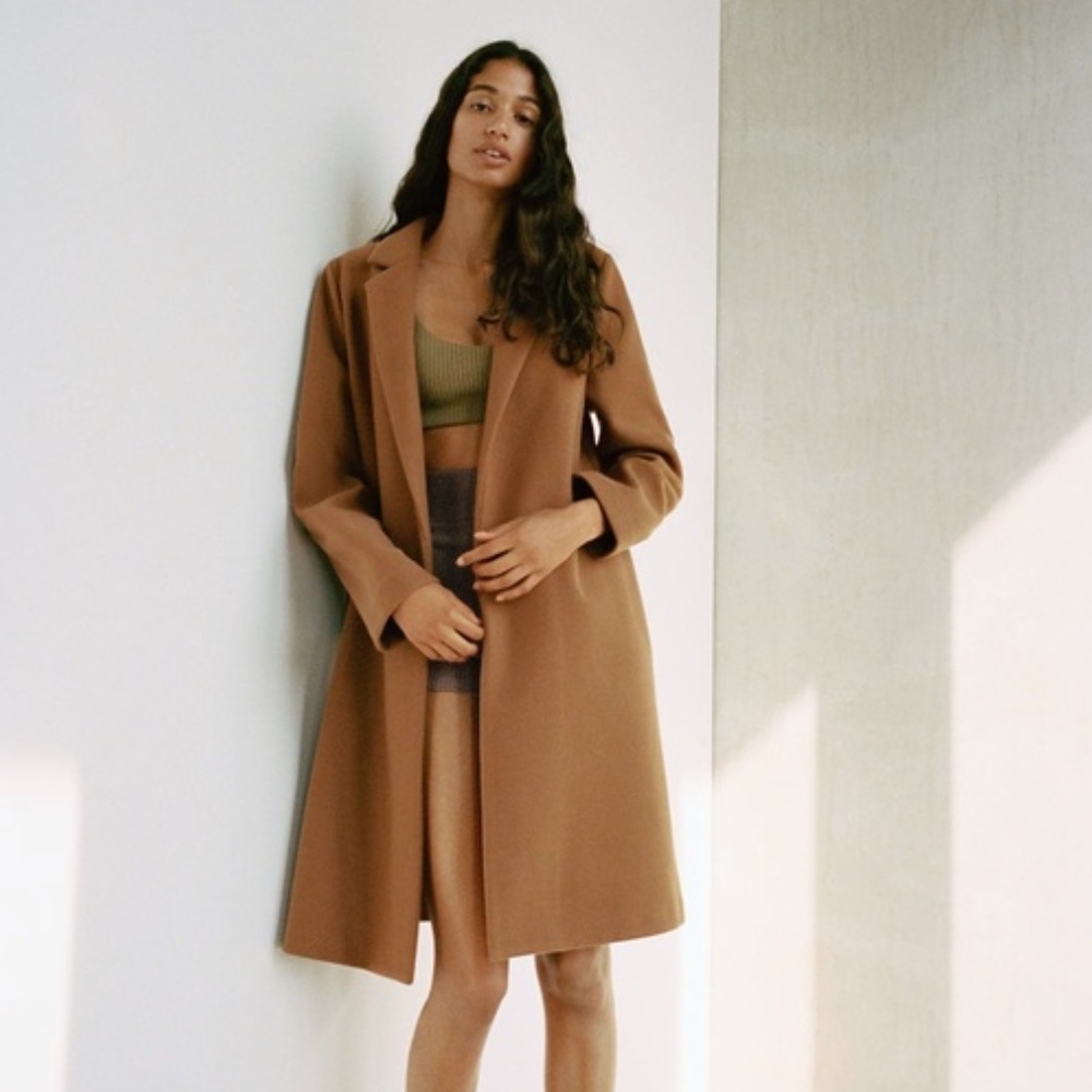 Zara camel lapel coat